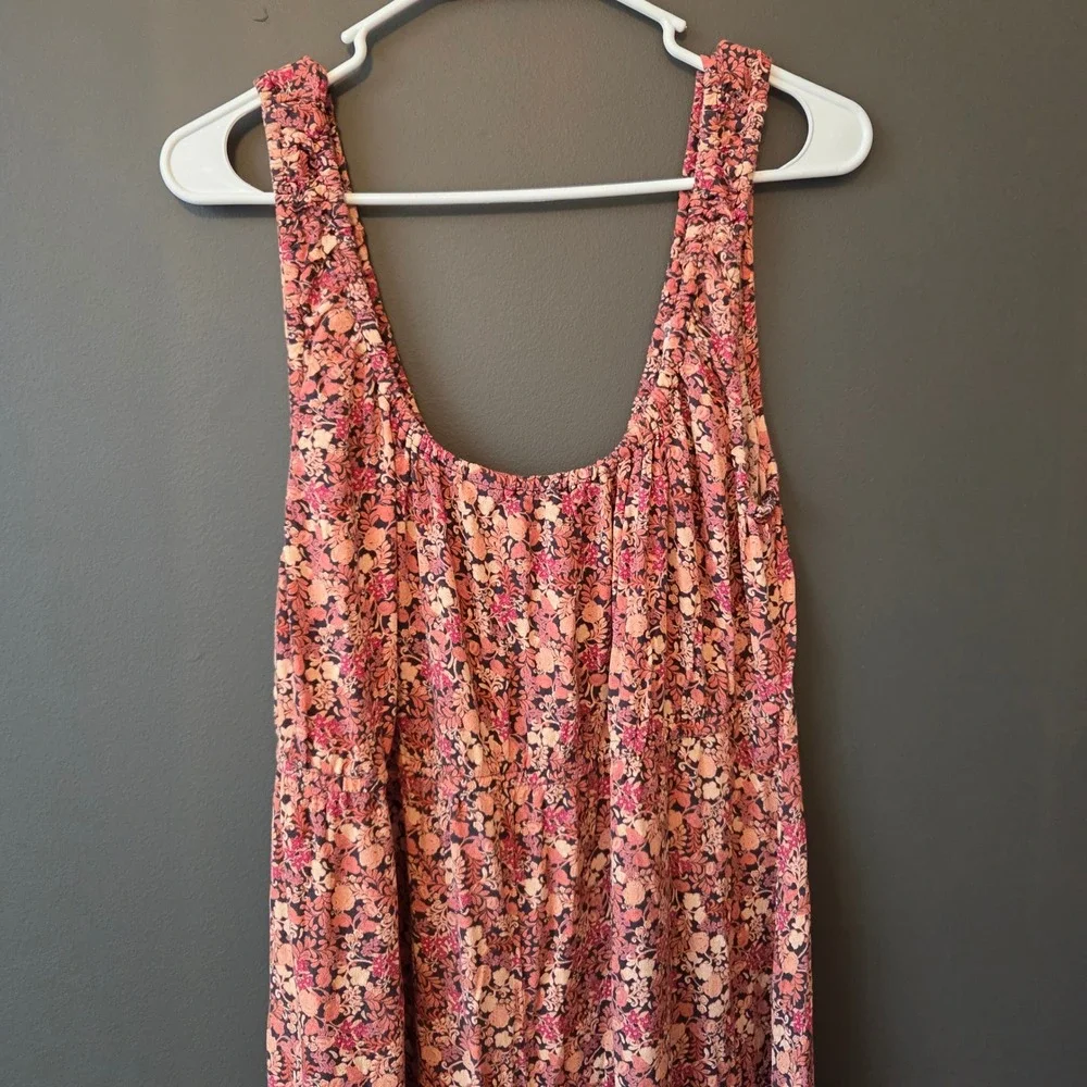Old Navy XXL Floral Midi Milkmaid Dress Sleeveless Tie Front Boho Cottagecore - Picture 5 of 6